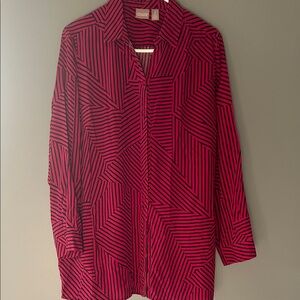 Chico's Pink and Black Geometric Button Down Shirt